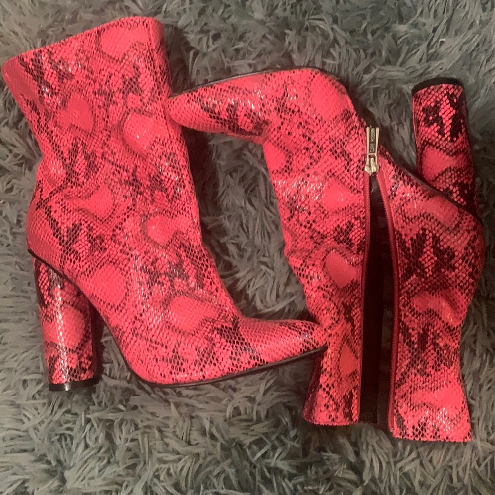 Pink Snake Skin Booties